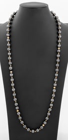 Hematite 14K Yellow Gold Bead Necklace