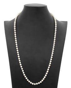 18K Yellow Gold Cultured Pearl Matinee Necklace