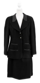 Chanel Boutique Black Wool Blend Skirt Suit