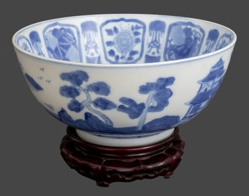 Chinese Blue & White Porcelain Centerpiece Bowl