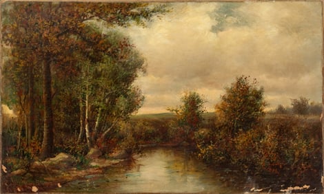 Continental School Autumn Landscape Oil on Canvas