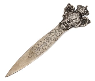 Portuguese Coat of Arms Silver Letter Opener