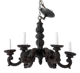 Louis XVI Style Carved Wood Six-Light Chandelier