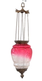 Victorian Etched Ruby Glass Lantern