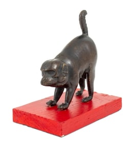 Standing Monkey Patinated Bronze Sculpture
