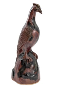 Tonala Crested Hawk Pottery Sculpture