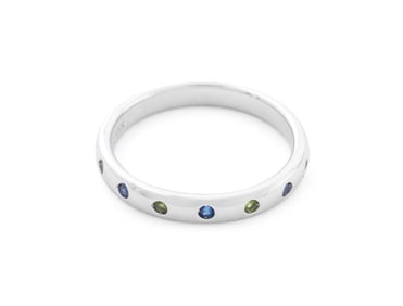 14K White Gold Tanzanite Peridot Band Ring