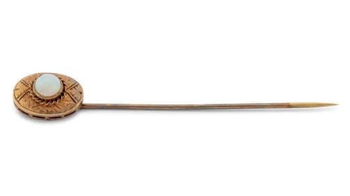 14K Yellow Gold Opal Bezel Set Stickpin