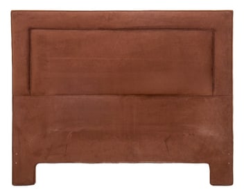 Brown Ultrasuede Upholstered Queen Size Headboard