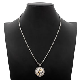 Sterling Silver 18K Gold Disc Pendant Necklace