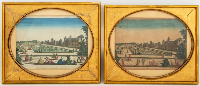 Antoine Basset "Vue de Fontainebleau" Etchings, Pr