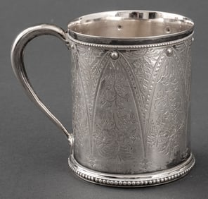 English Sterling Silver Floral Engraved Cup, 1869