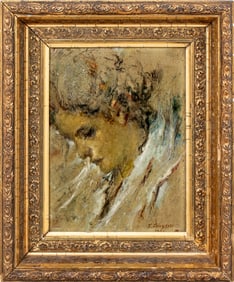 Enrico Felisari Portrait Oil on Canvas Board, 1961