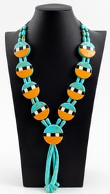 Santo Domingo Pueblo Turquoise Slab Necklace
