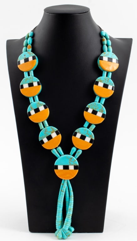 Santo Domingo Pueblo Turquoise Slab Necklace (1 of 8)