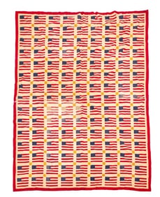 American Flag Patchwork Quilt, 7' 10" x 6'