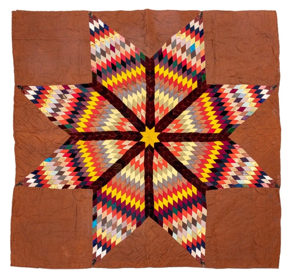 Hand-Embroidered Star Quilt, 19th C. (1 of 6)