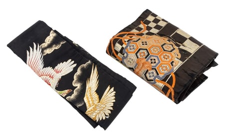 Japanese Embroidered Silk Obis, 2