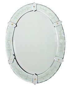 French Venetian Style Floral Motif Glass Mirror