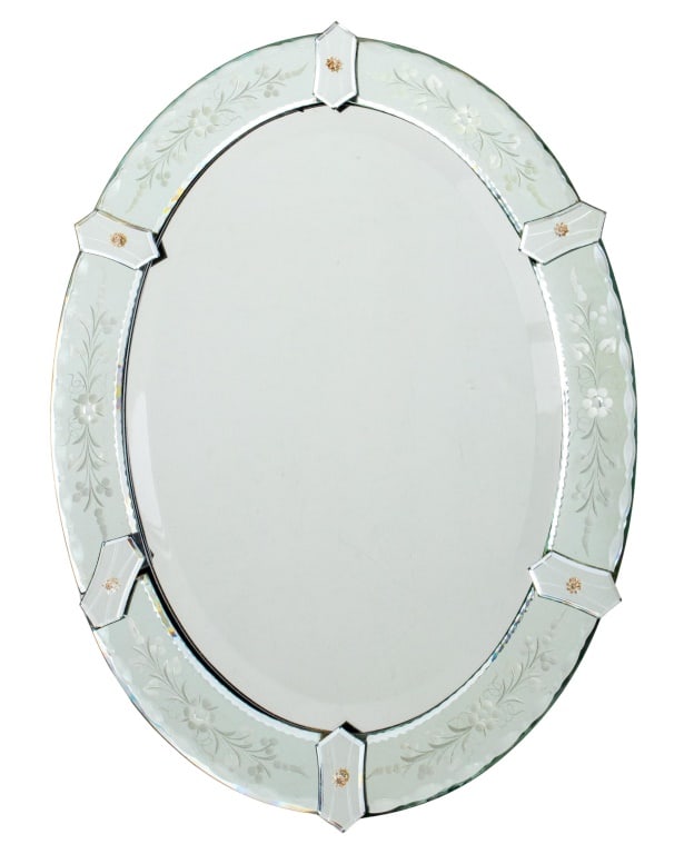 French Venetian Style Floral Motif Glass Mirror (1 of 9)