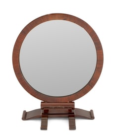 Art Deco Mahogany Circular Table-Top Mirror