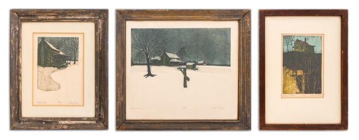 James Shell Farmhouse Scenes Color Etchings, 3