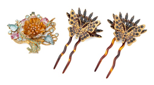 Costume Jewelry Butterfly Hair Pins and Brooch, 3