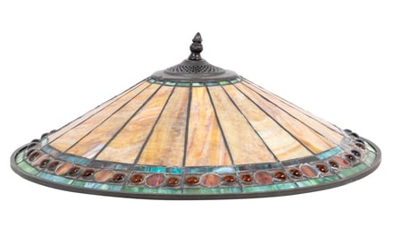 Domed Slag Glass Lead Light Lamp Shade