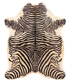 Brazilian Zebra Print Cowhide Rug, 6' 11 x 6'