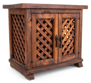 Modern Mahogany Lattice Tabletop Cabinet