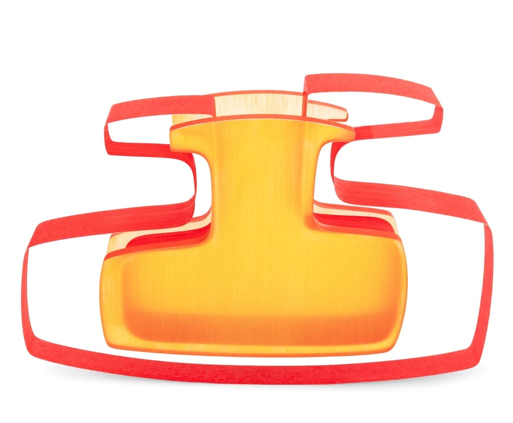 Livio Seguso Art Glass Vase: Livio Seguso (Italian, 1930-2009) Art Glass Vase with tan abstract ribbon design, 1970s, signed "Des L. Seguso" to the underside. 12.75" H x 8" Diameter. Provenance: From an Upper East Side Estate. Ke