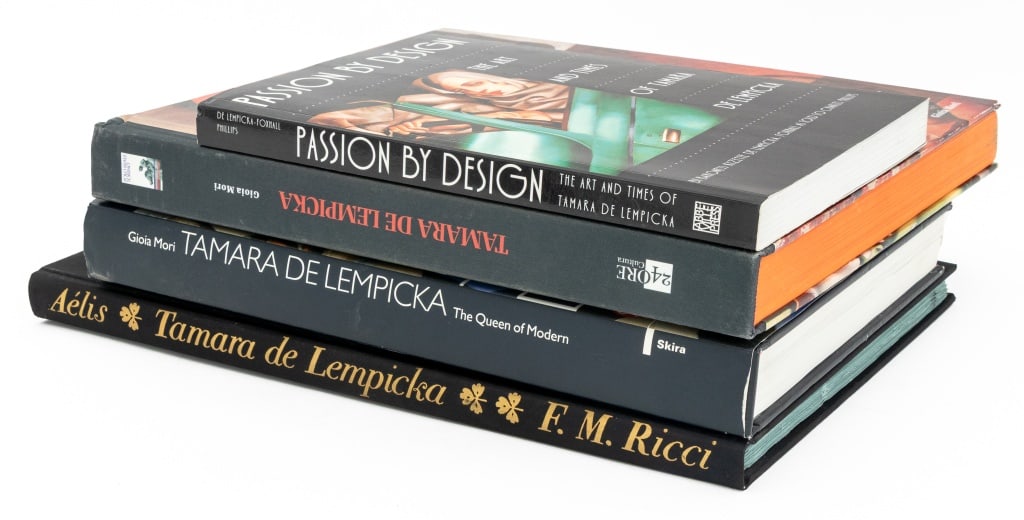 Books on Polish Artist Tamara de Lempicka, 4: Collection of Four Books on Polish Artist Tamara de Lempicka, comprising: "Tamara de Lempicka", edited by Chiara, Piero and Roncorni, Federico, with black cloth slipcase, "Tamara de Lempicka" Mori, Gi