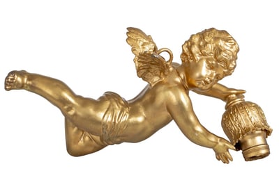 Louis XVI Style "Cupid" Gilt Bronze Pendant Light