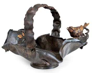 French Bronze-Patinated Spelter Basket