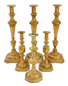 European Brass Candlesticks, 6