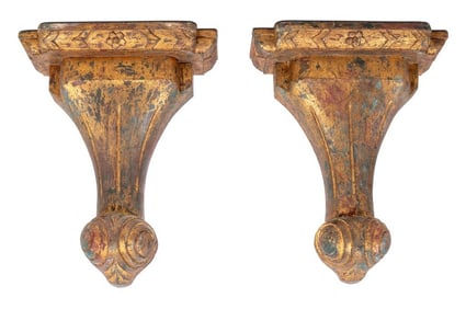 George III Style Giltwood Wall Brackets, Pair
