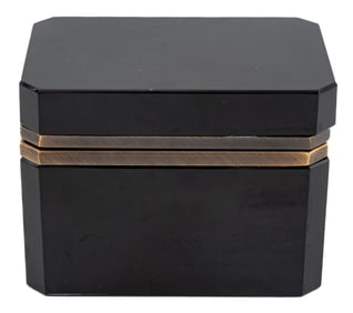 French Black Glass Octagonal Casket Box