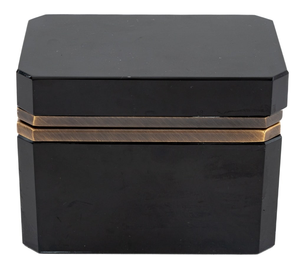French Black Glass Octagonal Casket Box (1 of 7)