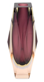 Mandruzzato Murano Faceted Art Glass Vase