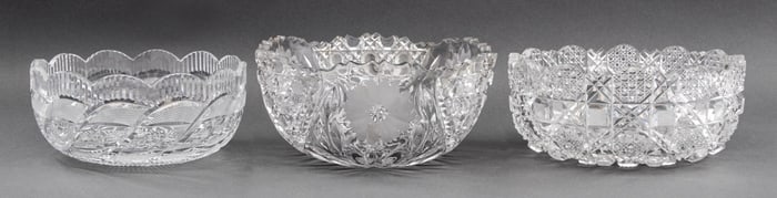 Bohemian Cut Glass Fruit Bowls, 3