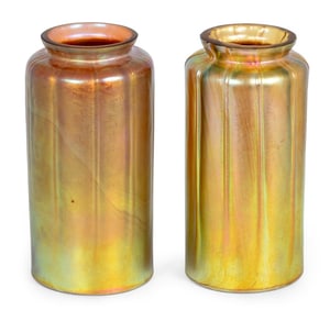 Iridescent Art Glass Lamp Shades, Pair