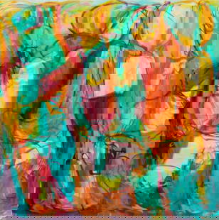 Gabriela Tolomei "Lumimosas" Acrylic & Ink, 2015: Gabriela Tolomei (Argentine, b. 1962), "Lumimosas" [Luminous], Acrylic and Ink on Canvas, 2015, signed and dated lower right, signed, titled, and dated to verso, together with certificate of