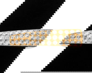 18K Yellow Gold Pave Diamond Point Ring: 18K Yellow Gold Pave Diamond Point Ring, adorned with thirty five pave set round brilliant cut diamonds weighing a total of approx. 0.75 carat, marked: "18K". Measuring approx. US size 8 1/4, 6.4