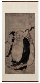 Japanese Hotei Buddha Ink on Paper, 19th C.