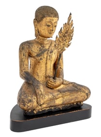 Thai Rattanokosin Buddha Gilt Bronze Sculpture