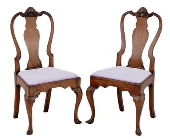 Irish George II Walnut Side Chairs, Pair