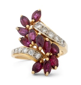 14K Two-Tone Gold Ruby Diamond Ring