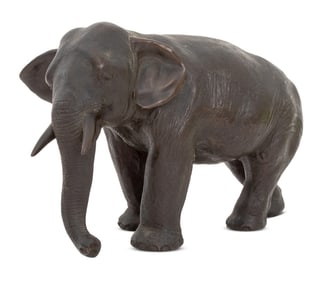 Japanese Cast Bronze Elephant Sculpture