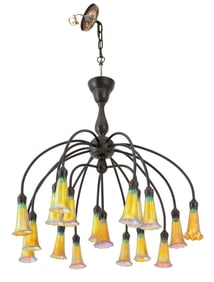 Tiffany Studios Style Bronze "Lily" Chandelier