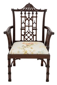 George II Style Mahogany Chinoiserie Armchair